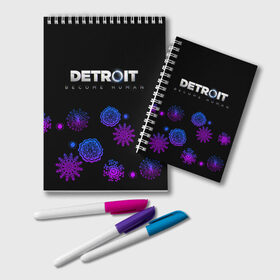 Блокнот с принтом Новогодний Detroit: Become human , 100% бумага | 48 листов, плотность листов — 60 г/м2, плотность картонной обложки — 250 г/м2. Листы скреплены удобной пружинной спиралью. Цвет линий — светло-серый
 | Тематика изображения на принте: 