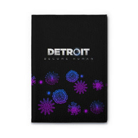 Обложка для автодокументов с принтом Новогодний Detroit: Become human , натуральная кожа |  размер 19,9*13 см; внутри 4 больших “конверта” для документов и один маленький отдел — туда идеально встанут права | Тематика изображения на принте: 
