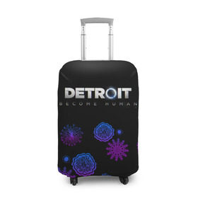Чехол для чемодана 3D с принтом Новогодний Detroit: Become human , 86% полиэфир, 14% спандекс | двустороннее нанесение принта, прорези для ручек и колес | 