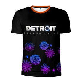 Мужская футболка 3D спортивная с принтом Новогодний Detroit: Become human , 100% полиэстер с улучшенными характеристиками | приталенный силуэт, круглая горловина, широкие плечи, сужается к линии бедра | 