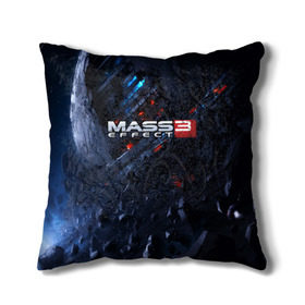 Подушка 3D с принтом MASS EFFECT 3 , наволочка – 100% полиэстер, наполнитель – холлофайбер (легкий наполнитель, не вызывает аллергию). | состоит из подушки и наволочки. Наволочка на молнии, легко снимается для стирки | 