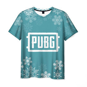 Мужская футболка 3D с принтом PUBG Новогодний , 100% полиэфир | прямой крой, круглый вырез горловины, длина до линии бедер | Тематика изображения на принте: 