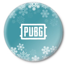 Значок с принтом PUBG Новогодний ,  металл | круглая форма, металлическая застежка в виде булавки | Тематика изображения на принте: 