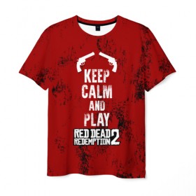 Мужская футболка 3D с принтом RDR2 , 100% полиэфир | прямой крой, круглый вырез горловины, длина до линии бедер | game | gamer | keep calm | rdr2 | red dead redemption 2 | rockstar studios | игры