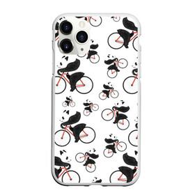 Чехол для iPhone 11 Pro Max матовый с принтом Панды На Велосипеде , Силикон |  | велосипед | мишки | панда | паттерн