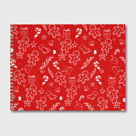 Альбом для рисования с принтом Новогоднее настроение RED , 100% бумага
 | матовая бумага, плотность 200 мг. | Тематика изображения на принте: настроение | новый год | печенье | подарки