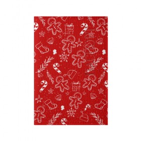 Обложка для паспорта матовая кожа с принтом Новогоднее настроение RED , натуральная матовая кожа | размер 19,3 х 13,7 см; прозрачные пластиковые крепления | Тематика изображения на принте: настроение | новый год | печенье | подарки