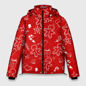 Мужская зимняя куртка 3D с принтом Новогоднее настроение RED , верх — 100% полиэстер; подкладка — 100% полиэстер; утеплитель — 100% полиэстер | длина ниже бедра, свободный силуэт Оверсайз. Есть воротник-стойка, отстегивающийся капюшон и ветрозащитная планка. 

Боковые карманы с листочкой на кнопках и внутренний карман на молнии. | Тематика изображения на принте: настроение | новый год | печенье | подарки