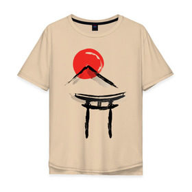 Мужская футболка хлопок Oversize с принтом Японский стиль , 100% хлопок | свободный крой, круглый ворот, “спинка” длиннее передней части | азия | восток | путешествия | сакура | япония