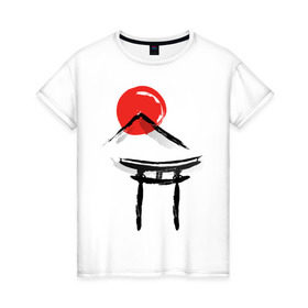Женская футболка хлопок с принтом Японский стиль , 100% хлопок | прямой крой, круглый вырез горловины, длина до линии бедер, слегка спущенное плечо | азия | восток | путешествия | сакура | япония
