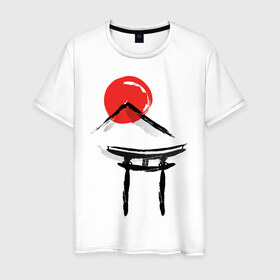 Мужская футболка хлопок с принтом Японский стиль , 100% хлопок | прямой крой, круглый вырез горловины, длина до линии бедер, слегка спущенное плечо. | азия | восток | путешествия | сакура | япония
