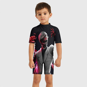 Детский купальный костюм 3D с принтом Ken Kaneki машет рукой , Полиэстер 85%, Спандекс 15% | застежка на молнии на спине | anime | blood | eyepatch | ghoul | kaneki | ken | one eyed | tokyo | tokyoghoul | гуль | канеки | кен | кровь | одноглазый | токийский
