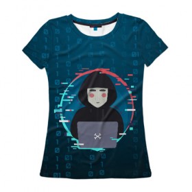 Женская футболка 3D с принтом Anonymous hacker , 100% полиэфир ( синтетическое хлопкоподобное полотно) | прямой крой, круглый вырез горловины, длина до линии бедер | anonymous | hacker | it | аноним | взлом | компьютер | ноутбук | программист | хакер