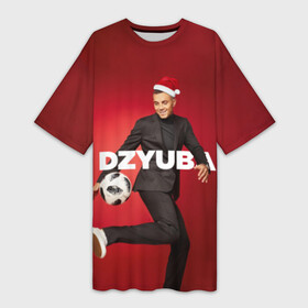 Платье-футболка 3D с принтом Новогодний Дзюба ,  |  | new yaer | артем дзюба | дзюба | зима футбол | новый год | новый год футбол | футбол | футбол новый год