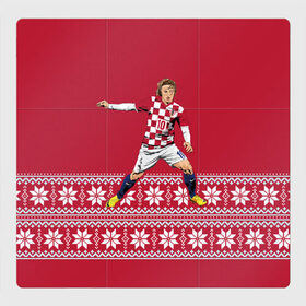 Магнитный плакат 3Х3 с принтом Luka Modric , Полимерный материал с магнитным слоем | 9 деталей размером 9*9 см | Тематика изображения на принте: luka modric | modric | new yaer | зима футбол | модрич | новый год | новый год футбол | футбол | футбол новый год