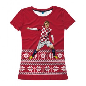 Женская футболка 3D с принтом Luka Modric , 100% полиэфир ( синтетическое хлопкоподобное полотно) | прямой крой, круглый вырез горловины, длина до линии бедер | luka modric | modric | new yaer | зима футбол | модрич | новый год | новый год футбол | футбол | футбол новый год