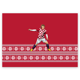 Поздравительная открытка с принтом Luka Modric , 100% бумага | плотность бумаги 280 г/м2, матовая, на обратной стороне линовка и место для марки
 | luka modric | modric | new yaer | зима футбол | модрич | новый год | новый год футбол | футбол | футбол новый год