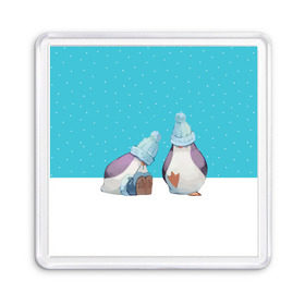 Магнит 55*55 с принтом Милые пингвинчики , Пластик | Размер: 65*65 мм; Размер печати: 55*55 мм | Тематика изображения на принте: christmas | new | pinguin | snow | snowflakes | winter | xmas | year | год | зима | новый | пингвин | рождество | снег | снежинки