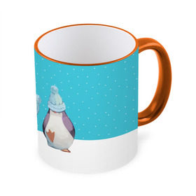 Кружка 3D с принтом Милые пингвинчики , керамика | ёмкость 330 мл | christmas | new | pinguin | snow | snowflakes | winter | xmas | year | год | зима | новый | пингвин | рождество | снег | снежинки