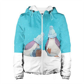 Женская куртка 3D с принтом Милые пингвинчики , ткань верха — 100% полиэстер, подклад — флис | прямой крой, подол и капюшон оформлены резинкой с фиксаторами, два кармана без застежек по бокам, один большой потайной карман на груди. Карман на груди застегивается на липучку | christmas | new | pinguin | snow | snowflakes | winter | xmas | year | год | зима | новый | пингвин | рождество | снег | снежинки