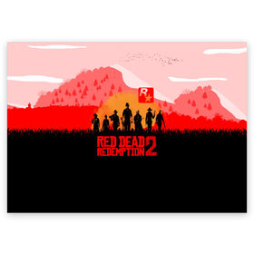 Поздравительная открытка с принтом RED DEAD REDEMPTION 2 , 100% бумага | плотность бумаги 280 г/м2, матовая, на обратной стороне линовка и место для марки
 | game | red dead | red dead redemption 2 | redemption 2 | rockstar games | бандиты | дикий запад | игры | ковбои | оружие