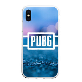 Чехол для iPhone XS Max матовый с принтом PUBG light blue , Силикон | Область печати: задняя сторона чехла, без боковых панелей | pubg | игра | лого | пубг | светлый | стрелялка | шутер