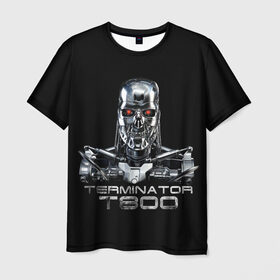 Мужская футболка 3D с принтом Терминатор Т800, , 100% полиэфир | прямой крой, круглый вырез горловины, длина до линии бедер | cinema | robot | skull | t800 | terminator | кино | робот | т800 | терминатор | череп