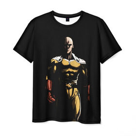 Мужская футболка 3D с принтом Сайтама , 100% полиэфир | прямой крой, круглый вырез горловины, длина до линии бедер | man | one | punch | saitama | аниме | ванпанчмен | манга