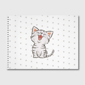 Альбом для рисования с принтом Милейший Котик , 100% бумага
 | матовая бумага, плотность 200 мг. | Тематика изображения на принте: cat | cats | cute | kitten | kitty | pussy | smile | звезды | кот | котенок | котик | котики | коты | котята | кошечка | кошечки | кошка | кошки | милая | милота | милый | полосатый | смеется | улыбается | улыбака | улыбка