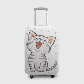 Чехол для чемодана 3D с принтом Милейший Котик , 86% полиэфир, 14% спандекс | двустороннее нанесение принта, прорези для ручек и колес | cat | cats | cute | kitten | kitty | pussy | smile | звезды | кот | котенок | котик | котики | коты | котята | кошечка | кошечки | кошка | кошки | милая | милота | милый | полосатый | смеется | улыбается | улыбака | улыбка
