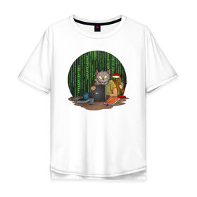 Мужская футболка хлопок Oversize с принтом IT - кот , 100% хлопок | свободный крой, круглый ворот, “спинка” длиннее передней части | birdborn | it | компьютер | кот | подарок | программист | профессия