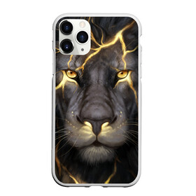 Чехол для iPhone 11 Pro матовый с принтом Лев с молнией , Силикон |  | глаза | гроза | зверь | король | кот | кошка | прайд | царь | шрам