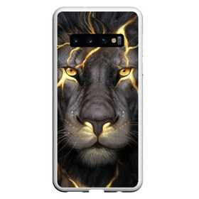 Чехол для Samsung Galaxy S10 с принтом Лев с молнией , Силикон | Область печати: задняя сторона чехла, без боковых панелей | глаза | гроза | зверь | король | кот | кошка | прайд | царь | шрам