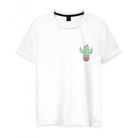 Мужская футболка хлопок с принтом Fucktus-2 , 100% хлопок | прямой крой, круглый вырез горловины, длина до линии бедер, слегка спущенное плечо. | Тематика изображения на принте: cactus | you | аргументы | иголки | кактус | карман | колючий | растение