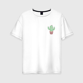 Женская футболка хлопок Oversize с принтом Fucktus-2 , 100% хлопок | свободный крой, круглый ворот, спущенный рукав, длина до линии бедер
 | cactus | you | аргументы | иголки | кактус | карман | колючий | растение
