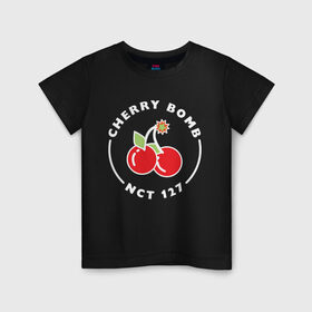 Детская футболка хлопок с принтом Cherry Bomb , 100% хлопок | круглый вырез горловины, полуприлегающий силуэт, длина до линии бедер | 127 | bomb | cherry | k pop | korea | kpop | nct | pop | бомб | бомба | вишневая | корейцы | корея | нст | черри