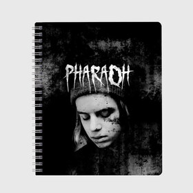 Тетрадь с принтом PHARAOH , 100% бумага | 48 листов, плотность листов — 60 г/м2, плотность картонной обложки — 250 г/м2. Листы скреплены сбоку удобной пружинной спиралью. Уголки страниц и обложки скругленные. Цвет линий — светло-серый
 | Тематика изображения на принте: dark | dead | dolor | dynasty | hip | hop | pharaoh | phlora | phloyd | phosphor | rap | raper | redrum | russian | skr | tattoo | yungrussia | глеб | голубин | мрачный | репер | русский | рэп | скр | уаджет | фара | фараон | хип | хоп