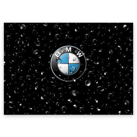 Поздравительная открытка с принтом BMW под Дождём , 100% бумага | плотность бумаги 280 г/м2, матовая, на обратной стороне линовка и место для марки
 | auto | bmw | logo | moto | symbol | авто | автомобили | автомобилисту | автомобильная | бмв | гонки | дождь | знак | капли | лого | логотип | марка | машина | машинки | машины | мото | мотоцикл | символ | тачка | тюнинг