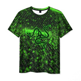 Мужская футболка 3D с принтом RAZER , 100% полиэфир | прямой крой, круглый вырез горловины, длина до линии бедер | Тематика изображения на принте: 101 | brand | company | gamer | green | logo | mamba | naga | player | razer | rzr | snake | бренд | железо | зеленый | змея | компания | лого | рейзер | софт