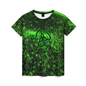 Женская футболка 3D с принтом RAZER , 100% полиэфир ( синтетическое хлопкоподобное полотно) | прямой крой, круглый вырез горловины, длина до линии бедер | 101 | brand | company | gamer | green | logo | mamba | naga | player | razer | rzr | snake | бренд | железо | зеленый | змея | компания | лого | рейзер | софт
