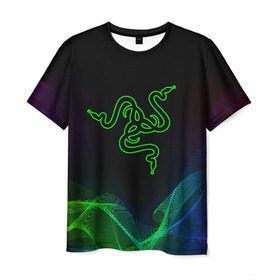 Мужская футболка 3D с принтом RAZER , 100% полиэфир | прямой крой, круглый вырез горловины, длина до линии бедер | 101 | brand | company | gamer | green | logo | mamba | naga | player | razer | rzr | snake | бренд | железо | зеленый | змея | компания | лого | рейзер | софт