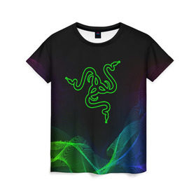 Женская футболка 3D с принтом RAZER , 100% полиэфир ( синтетическое хлопкоподобное полотно) | прямой крой, круглый вырез горловины, длина до линии бедер | 101 | brand | company | gamer | green | logo | mamba | naga | player | razer | rzr | snake | бренд | железо | зеленый | змея | компания | лого | рейзер | софт