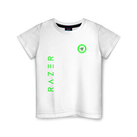 Детская футболка хлопок с принтом RAZER , 100% хлопок | круглый вырез горловины, полуприлегающий силуэт, длина до линии бедер | 101 | brand | company | gamer | green | logo | mamba | naga | player | razer | rzr | snake | бренд | железо | зеленый | змея | компания | лого | рейзер | софт