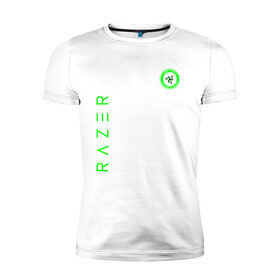 Мужская футболка премиум с принтом RAZER , 92% хлопок, 8% лайкра | приталенный силуэт, круглый вырез ворота, длина до линии бедра, короткий рукав | 101 | brand | company | gamer | green | logo | mamba | naga | player | razer | rzr | snake | бренд | железо | зеленый | змея | компания | лого | рейзер | софт