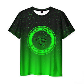Мужская футболка 3D с принтом RAZER SPACE , 100% полиэфир | прямой крой, круглый вырез горловины, длина до линии бедер | 101 | brand | company | gamer | green | logo | mamba | naga | player | razer | rzr | snake | space | бренд | железо | зеленый | змея | компания | космос | лого | рейзер | софт