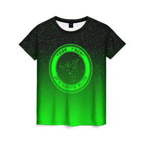 Женская футболка 3D с принтом RAZER SPACE , 100% полиэфир ( синтетическое хлопкоподобное полотно) | прямой крой, круглый вырез горловины, длина до линии бедер | 101 | brand | company | gamer | green | logo | mamba | naga | player | razer | rzr | snake | space | бренд | железо | зеленый | змея | компания | космос | лого | рейзер | софт