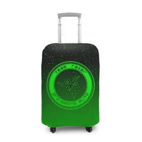 Чехол для чемодана 3D с принтом RAZER SPACE , 86% полиэфир, 14% спандекс | двустороннее нанесение принта, прорези для ручек и колес | 101 | brand | company | gamer | green | logo | mamba | naga | player | razer | rzr | snake | space | бренд | железо | зеленый | змея | компания | космос | лого | рейзер | софт