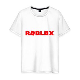 Мужская футболка хлопок с принтом Roblox Logo , 100% хлопок | прямой крой, круглый вырез горловины, длина до линии бедер, слегка спущенное плечо. | Тематика изображения на принте: logo | roblox | лого | логотип | надпись | роблокс