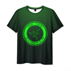 Мужская футболка 3D с принтом RAZER , 100% полиэфир | прямой крой, круглый вырез горловины, длина до линии бедер | Тематика изображения на принте: 101 | brand | company | gamer | green | logo | mamba | naga | player | razer | rzr | snake | бренд | железо | зеленый | змея | компания | лого | рейзер | софт