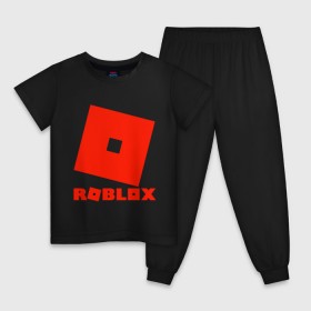 Детская пижама хлопок с принтом Roblox Logo , 100% хлопок |  брюки и футболка прямого кроя, без карманов, на брюках мягкая резинка на поясе и по низу штанин
 | Тематика изображения на принте: logo | roblox | лого | логотип | надпись | роблокс